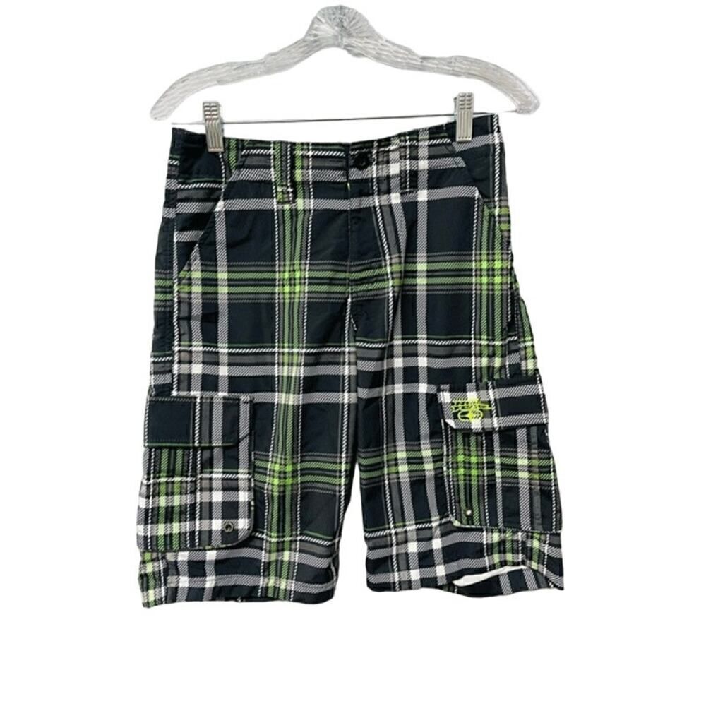 VINTAGE 2010's NO FEAR Board Shorts Swim Trunks Neon Green Black Size 14